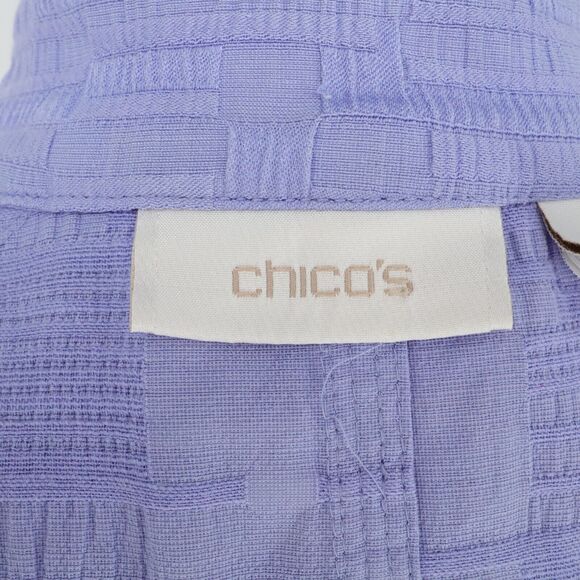 Chicos Jacket 0 Womens 4 Small Lavender Open Front Stretch Cotton Pockets Career - Picture 3 of 13